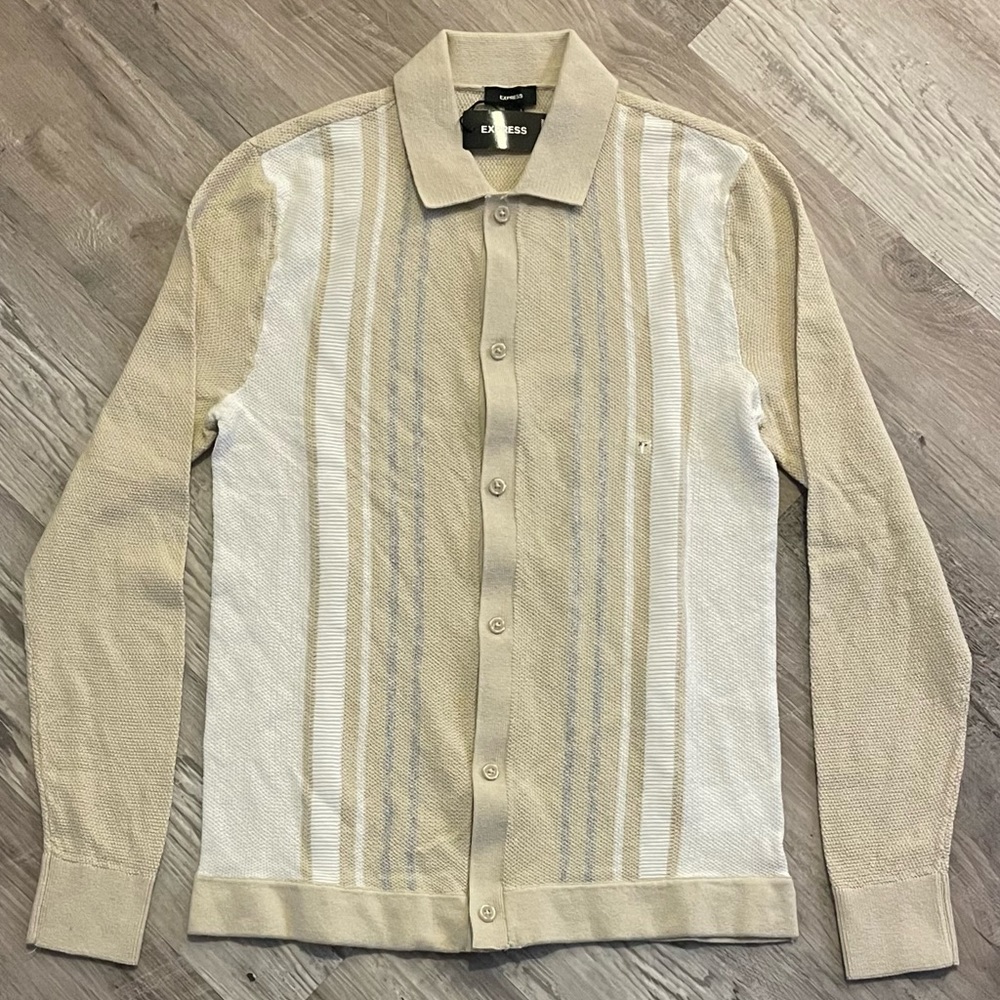 NWT! EXPRESS Men’s Striped Button Down Sweater Polo